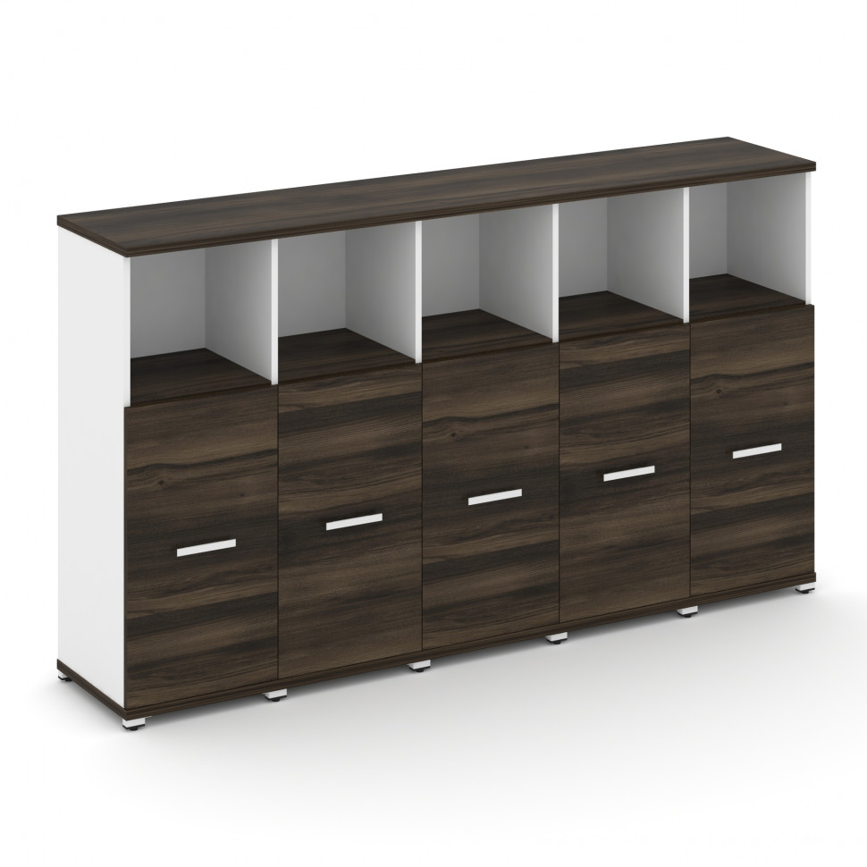 Concept Шкаф 5 узких секций, 3 ниши CN.STU-354 RMW W Дуб Мали/Белый Бриллиант/Металл Белый/Сатин 208