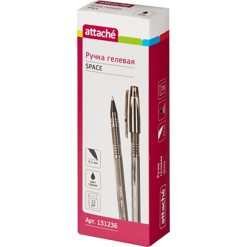 Ручка гелевая неавтомат. Attache Space 0,5мм черный Россия