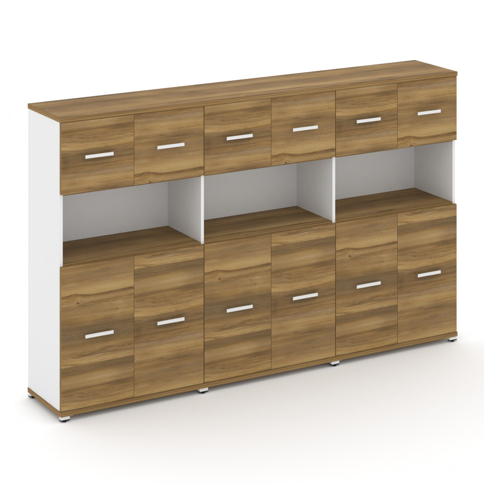 Concept Шкаф 3 широкие секции, 4 ниши CN.STS-435 W Сандал Янтарный/Белый Бриллиант/Металл Белый 2500