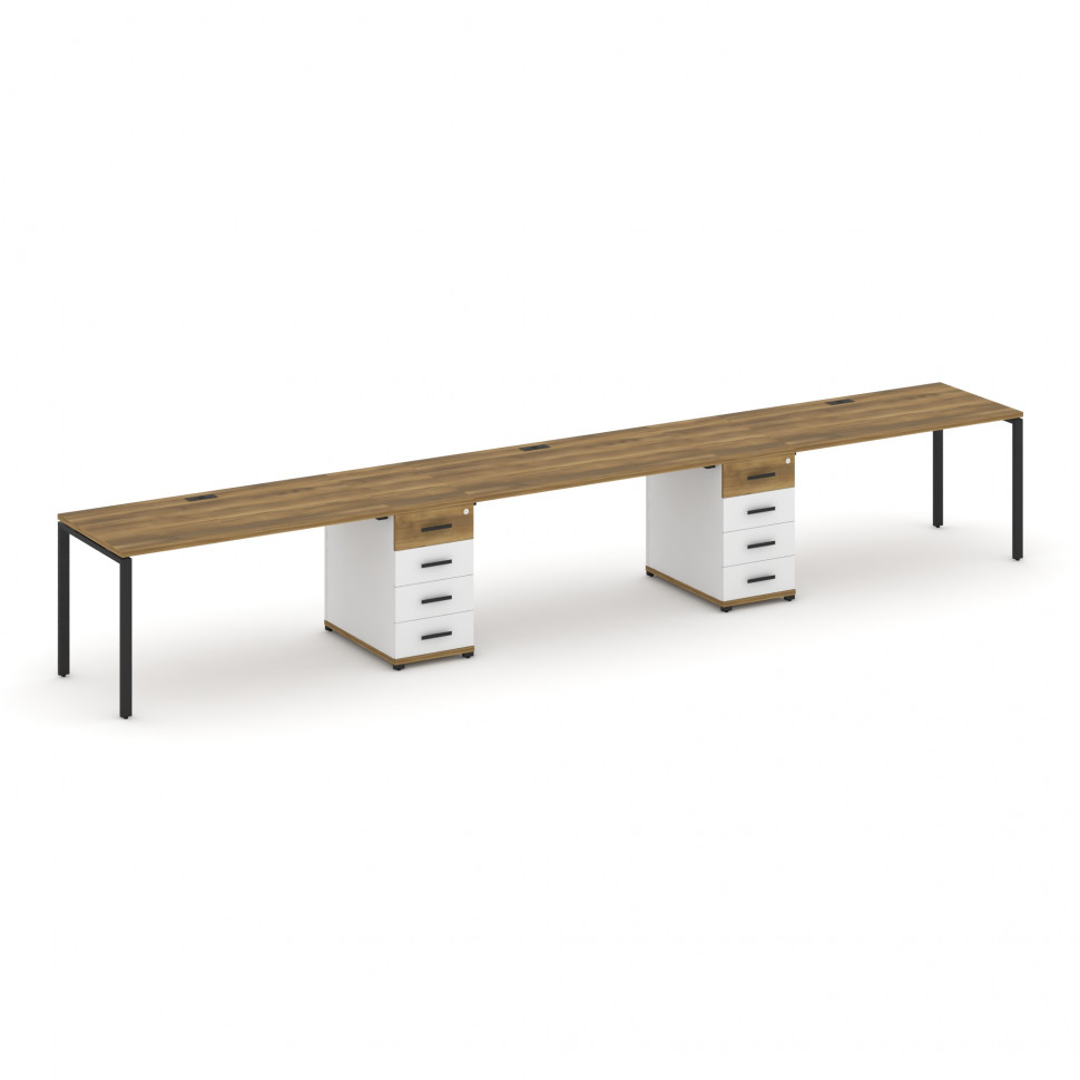 Concept Рабочая станция 3 места с 2 опорными тумбами CN.ORS-435 B Сандал Янтарный/Белый Бриллиант/Ме