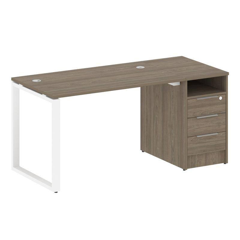 Metal System Рабочая станция с тумбой на О-образном м/к БО.РС-СТП-1.2 Вяз Благородный/Металл Белый 1