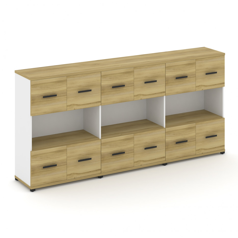 Concept Шкаф 3 широкие секции, 3 ниши CN.STS-335 B Дуб Винченцо/Белый Бриллиант/Металл Черный 2500*4