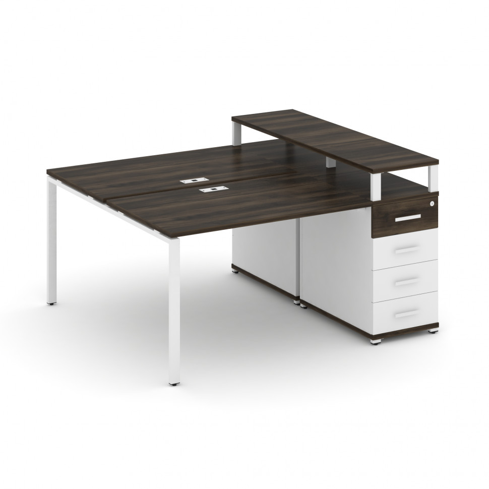 Concept Рабочая станция с 1 опорной тумбой CN.DRS-410 W Дуб Мали/Белый Бриллиант/Металл Белый 1600*1