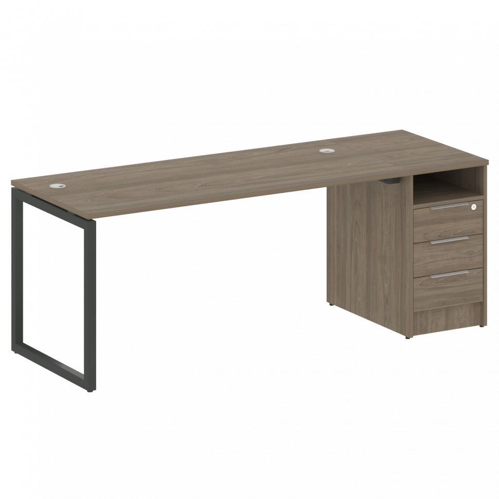 Metal System Quattro Рабочая станция с тумбой на О-образном м/к 40БО.РС-СТП-1.4 Вяз Благородный/Мета