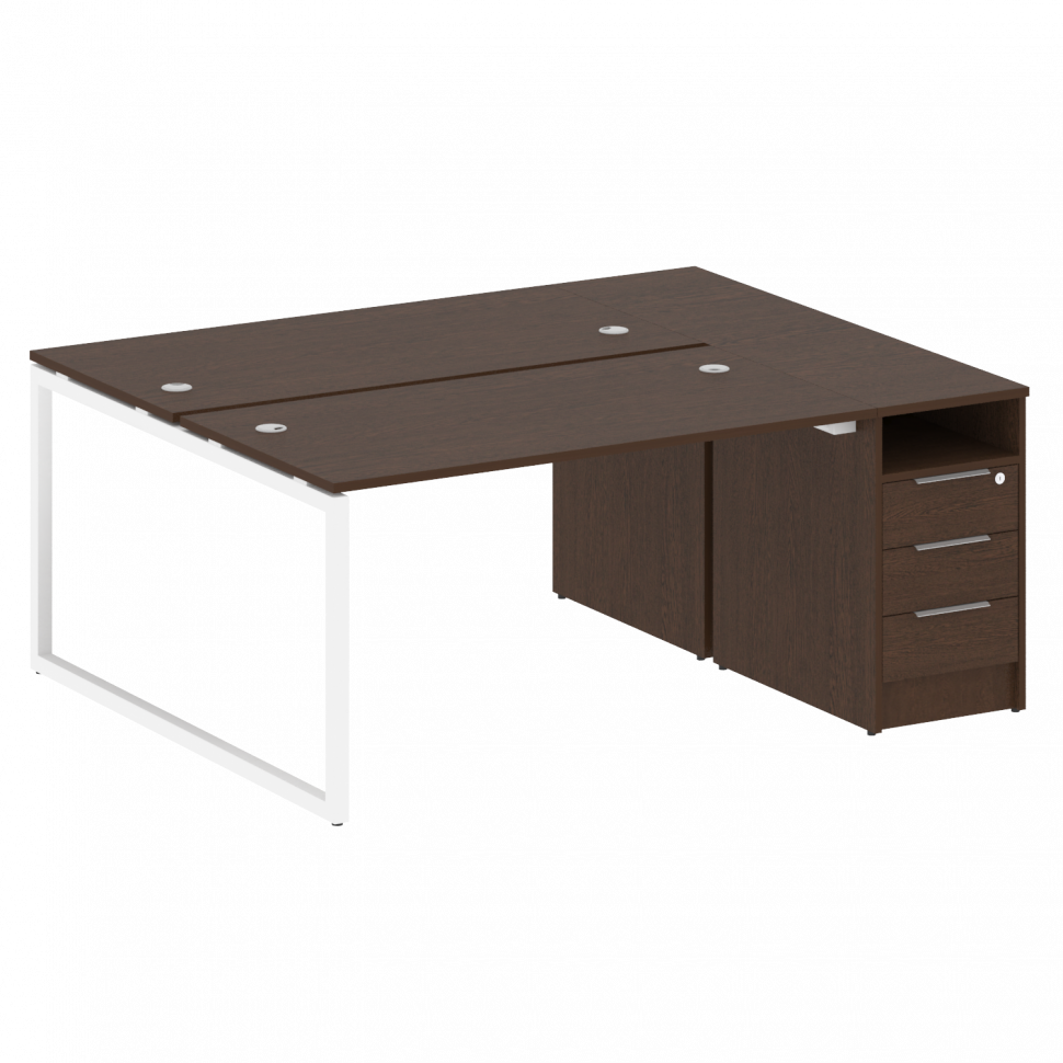 Metal System Quattro Рабочая станция с тумбой на О-образном м/к 40БО.РС-СТП-2.3 Венге Цаво/Металл Бе