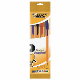 Ручки шариковые BIC "Orange", НАБОР 4 ЦВЕТА, узел 0,8 мм, линия 0,3 мм, пакет, 8308541