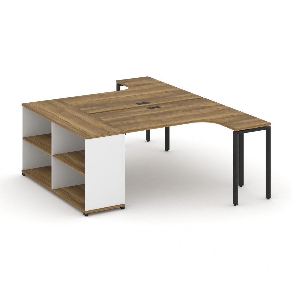 Concept Рабочая станция с опорным стеллажом CN.DSA-201 Сандал Янтарный/Белый Бриллиант/Металл Черный