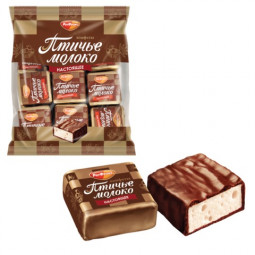 Конфеты шоколадные РОТ ФРОНТ "Птичье молоко", суфле, сливочно-ванильные, 225 г, пакет, РФ09922