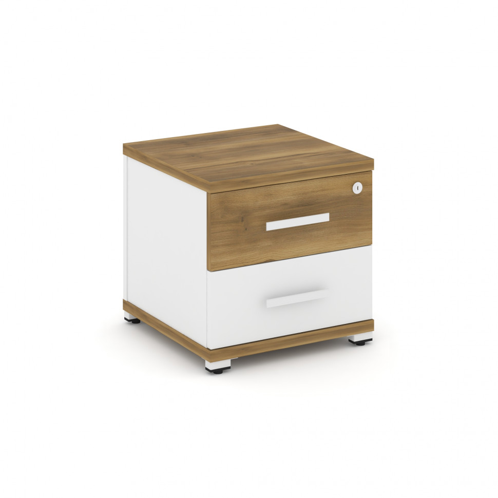 Concept Тумба приставная 2 ящ. CN.TUP-001 W Сандал Янтарный/Белый Бриллиант/Металл Белый 420*420*416