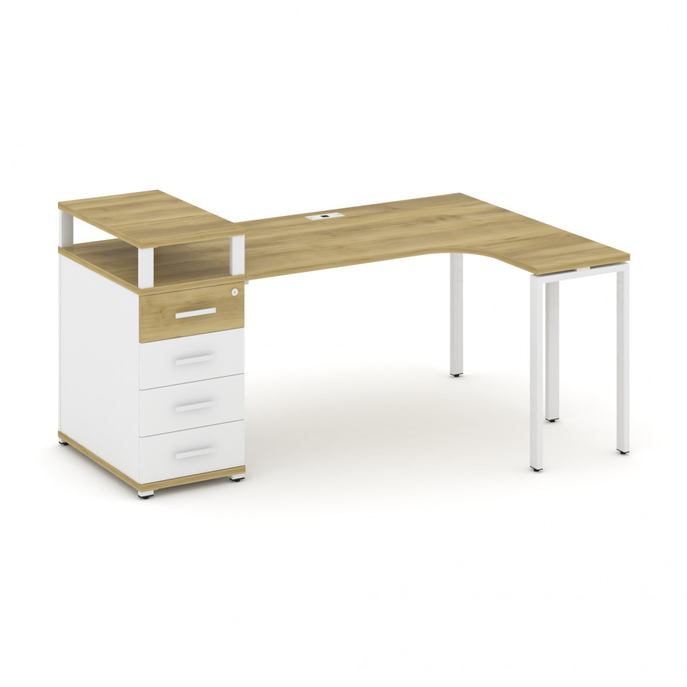 Concept Стол эргономичный CN.SA-405(R) W Дуб Винченцо/Белый Бриллиант/Металл Белый 1800*1180*917