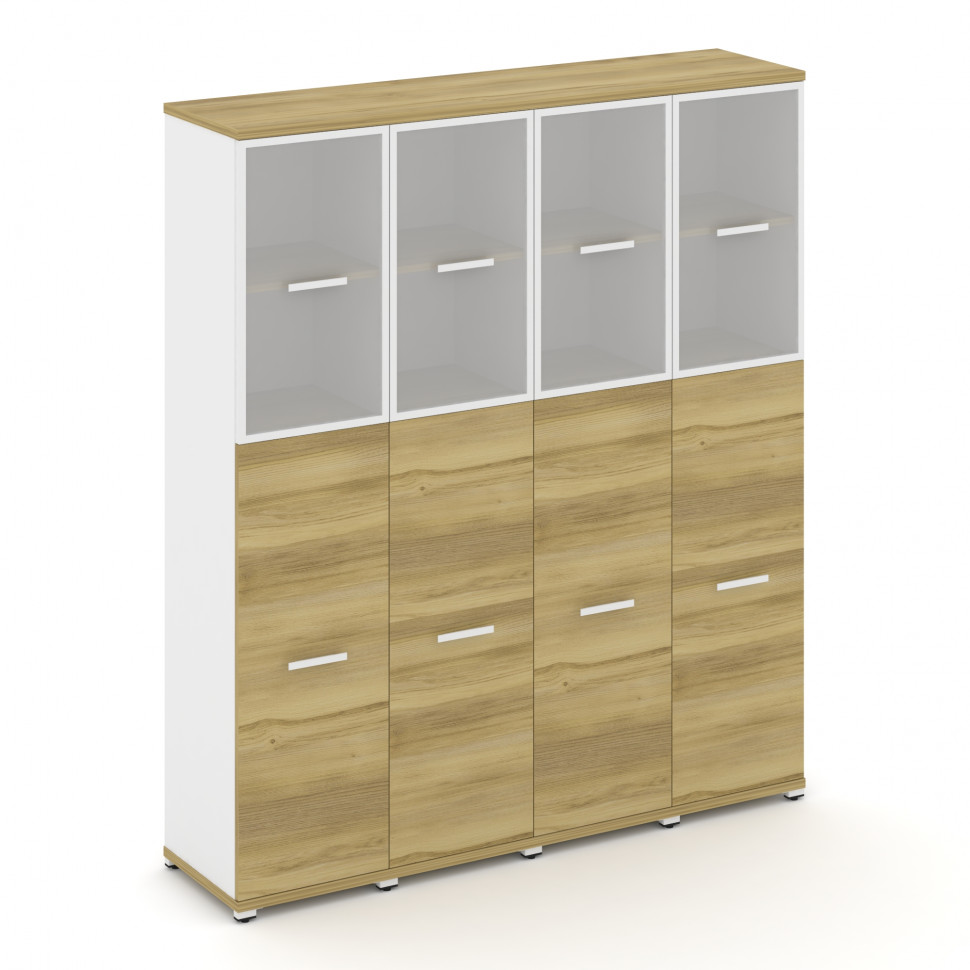 Concept Шкаф 4 узкие секции, 5 ниш CN.STU-545 RMW W Дуб Винченцо/Белый Бриллиант/Металл Белый/Сатин