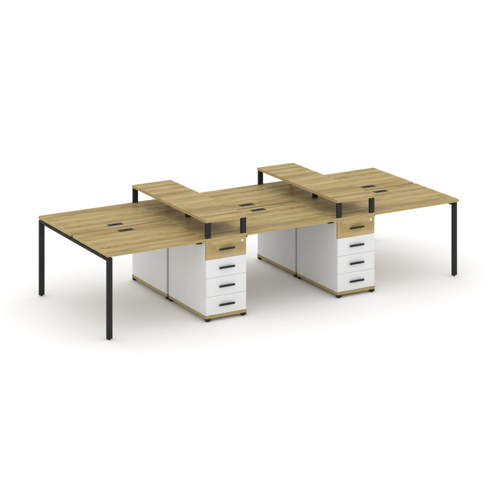Concept Рабочая станция 6 мест с 2 опорными тумбами CN.DRS-465 B Дуб Винченцо/Белый Бриллиант/Металл