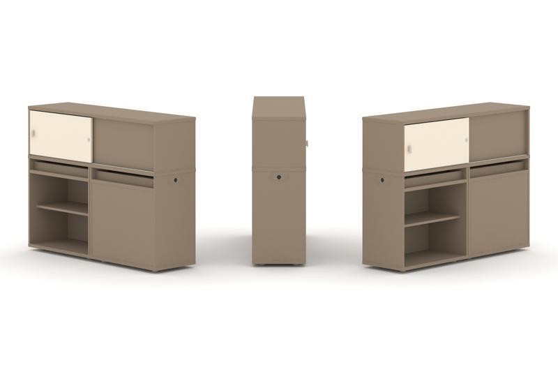 Estetica Набор №14. Тумба двойная+низкая надставка ES.NB.2N-14 Латте/Сатин 1500*410*1135