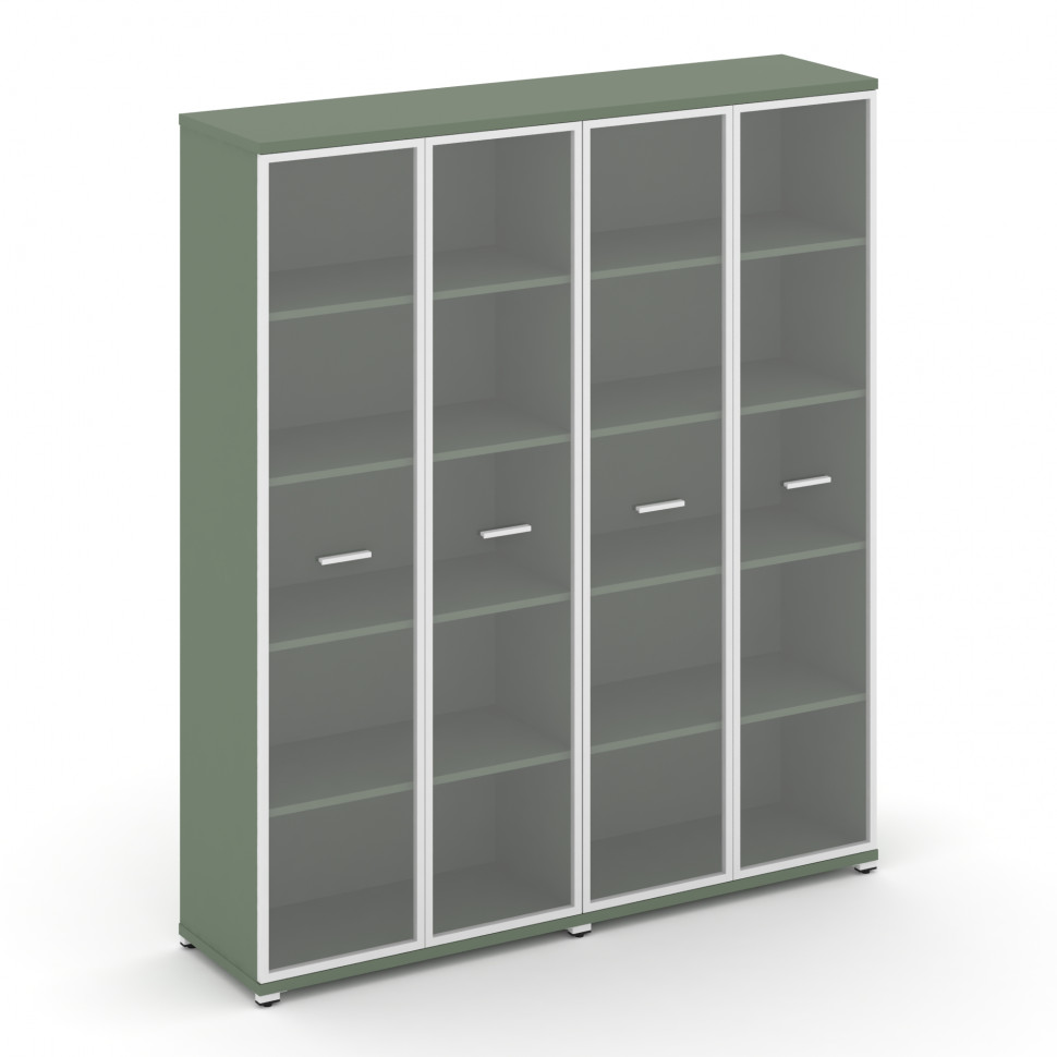 Concept Шкаф 2 широкие секции, 5 ниш CN.STS-528 RPW W Кобо/Металл Белый/Прозрачный 1668*420*1922