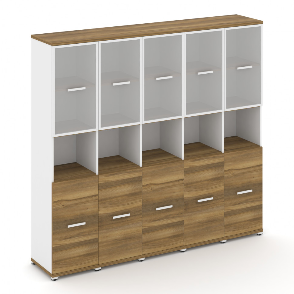 Concept Шкаф 5 узких секций, 5 ниш CN.STU-553 RMW W Сандал Янтарный/Белый Бриллиант/Металл Белый/Сат