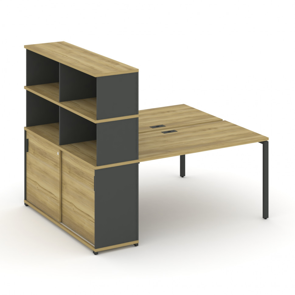 Concept Рабочая станция с опорным шкафом-купе с надставкой выс. CN.DRS-243 A Дуб Винченцо/Антрацит/М