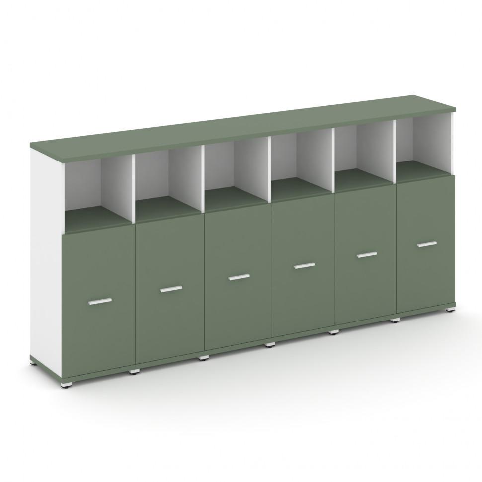 Concept Шкаф 6 узких секций, 3 ниши CN.STU-363 W Кобо/Белый Бриллиант/Металл Белый 2500*420*1186