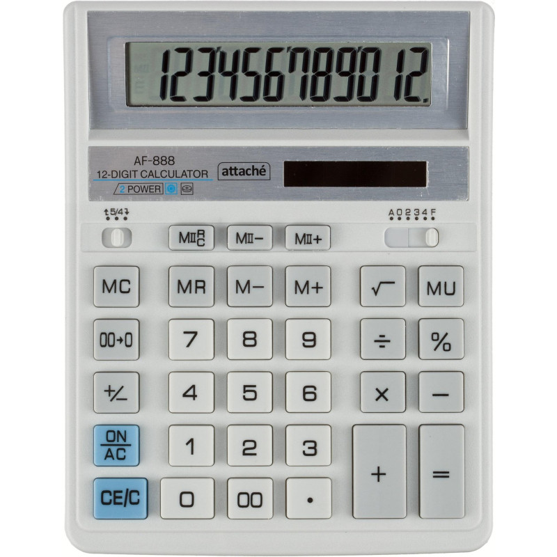 Калькулятор настольный ПОЛН/Р Attache AF-888,12р,дв.пит,204x158мм, белый