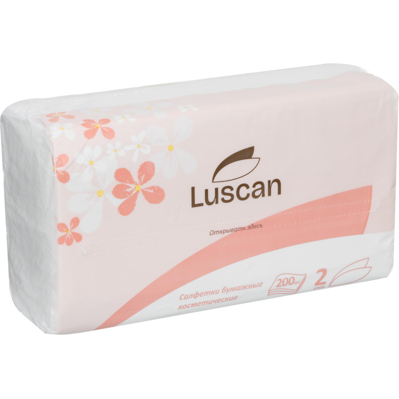Салфетки косметические в пленке LUSCAN 2сл. 200 листов Салфетки косметические в пленке LUSCAN 2сл. 200 листов