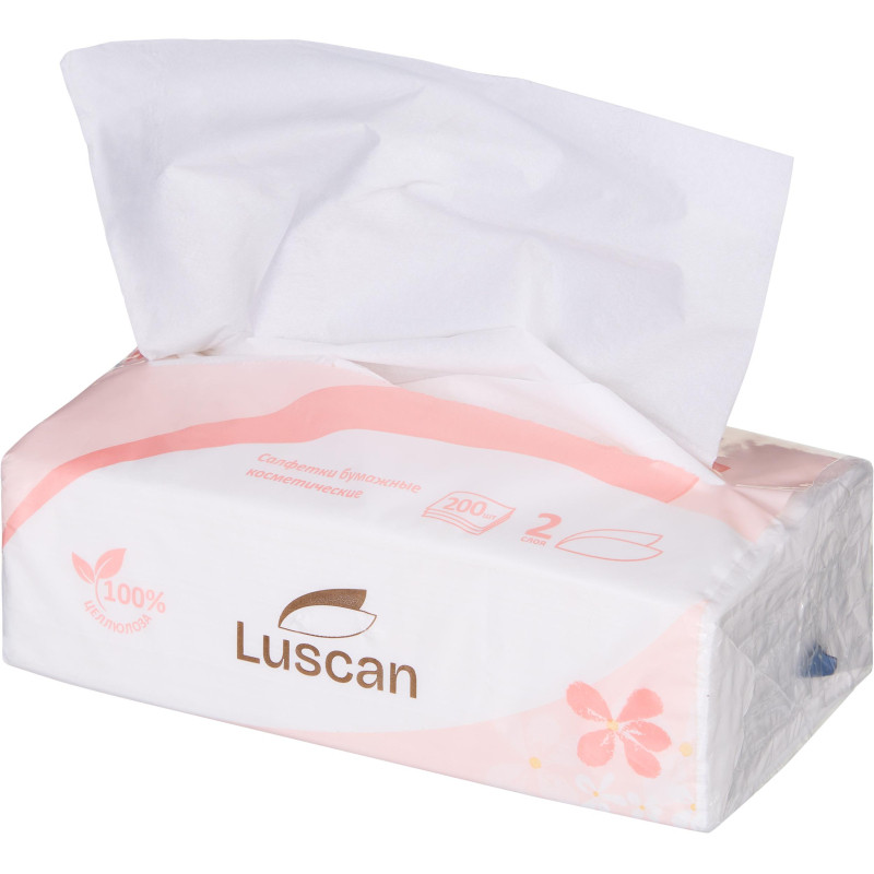 Салфетки косметические в пленке LUSCAN 2сл. 200 листов Салфетки косметические в пленке LUSCAN 2сл. 200 листов
