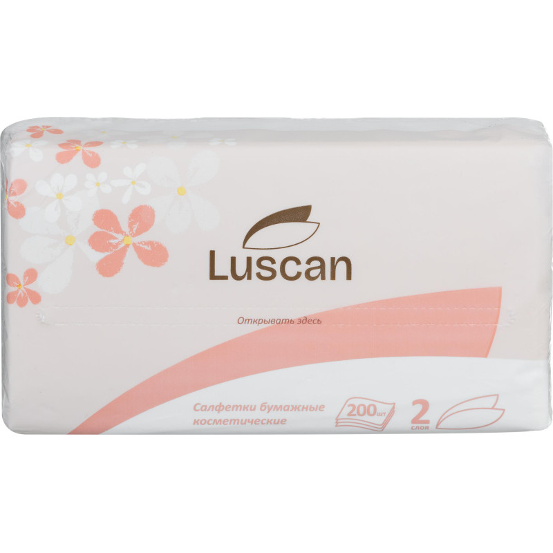 Салфетки косметические в пленке LUSCAN 2сл. 200 листов Салфетки косметические в пленке LUSCAN 2сл. 200 листов