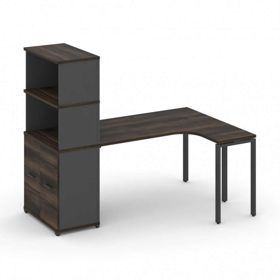 Concept Стол эргономичный с опорным распаш. шкафом с надставкой выс. CN.SA-215(R) A Дуб Мали/Антрац Concept Стол эргономичный с опорным распаш. шкафом с надставкой выс. CN.SA-215(R) A Дуб Мали/Антрац