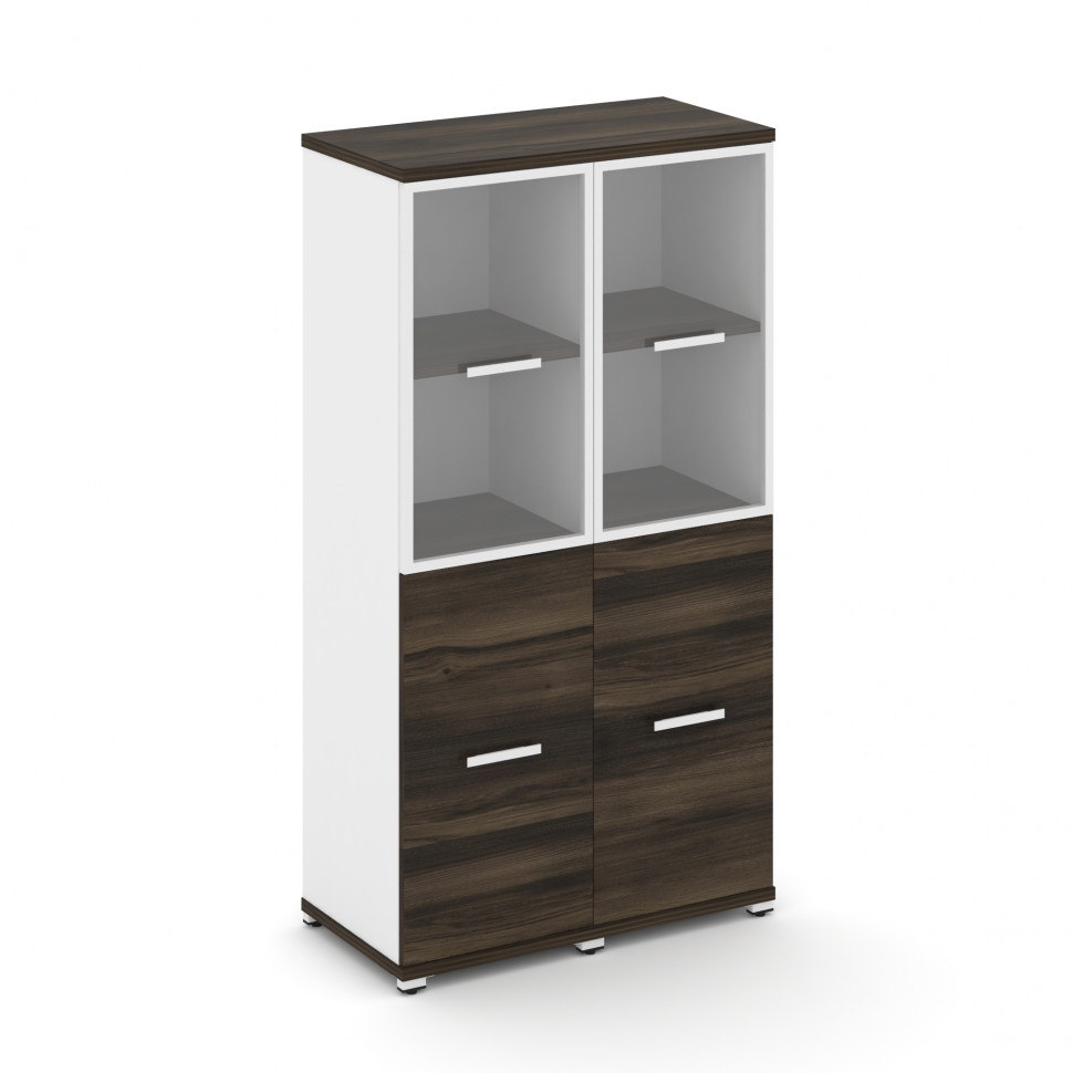 Concept Шкаф 2 узкие секции, 4 ниши CN.STU-422 RPW W Дуб Мали/Белый Бриллиант/Металл Белый/Прозрачны