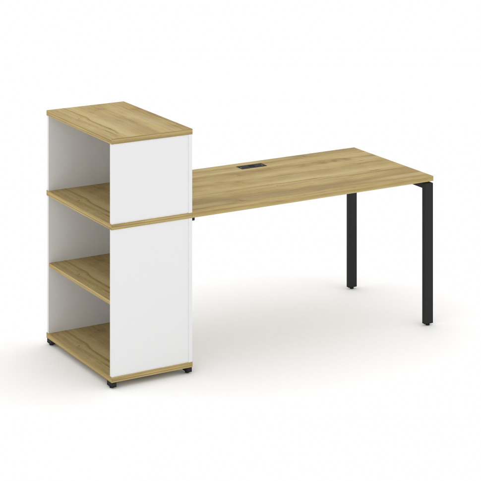 Concept Стол рабочий с опорным стеллажом с надставкой низ. CN.SP-211 Дуб Винченцо/Белый Бриллиант/Ме