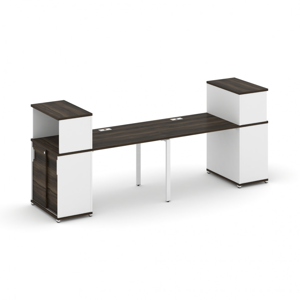 Concept Рабочая станция с опорными шкафом-купе с надставкой низ. CN.ORS-237 W Дуб Мали/Белый Бриллиа