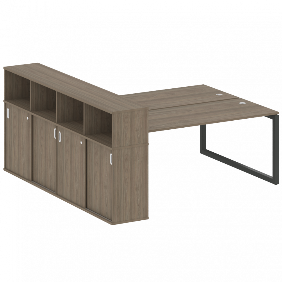 Metal System Quattro Рабочая станция с шкафом-купе на О-образном м/к 50БО.РС-СШК-4.5 Т Вяз Благородн