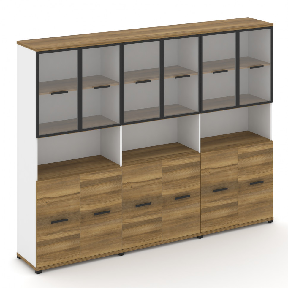 Concept Шкаф 3 широкие секции, 5 ниш CN.STS-533 RPB B Сандал Янтарный/Белый Бриллиант/Металл Черный/ Concept Шкаф 3 широкие секции, 5 ниш CN.STS-533 RPB B Сандал Янтарный/Белый Бриллиант/Металл Черный/