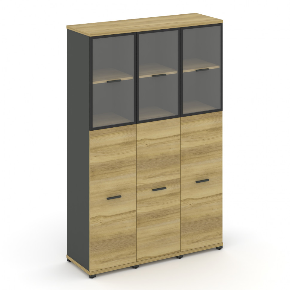 Concept Шкаф 3 узкие секции, 5 ниш CN.STU-535 RPB A Дуб Винченцо/Антрацит/Металл Антрацит/Прозрачный