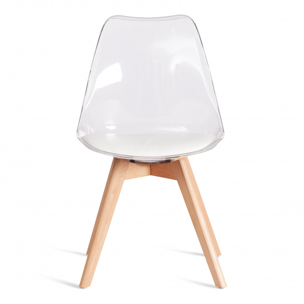 Стул TULIP (mod. 73-1) дерево/пластик/экокожа, 47,5x55x80 см, Прозрачный (Transparent)