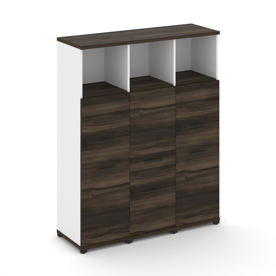 Concept Шкаф 3 узкие секции, 4 ниши CN.STU-433 B Дуб Мали/Белый Бриллиант/Металл Черный 1252*420*155