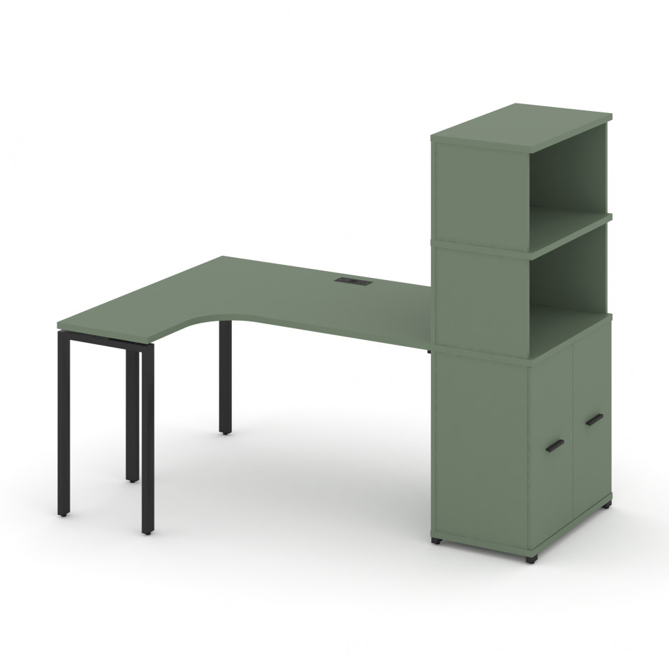 Concept Стол эргономичный с опорным распаш. шкафом с надставкой выс. CN.SA-215(L) B Кобо/Металл Чер Concept Стол эргономичный с опорным распаш. шкафом с надставкой выс. CN.SA-215(L) B Кобо/Металл Чер