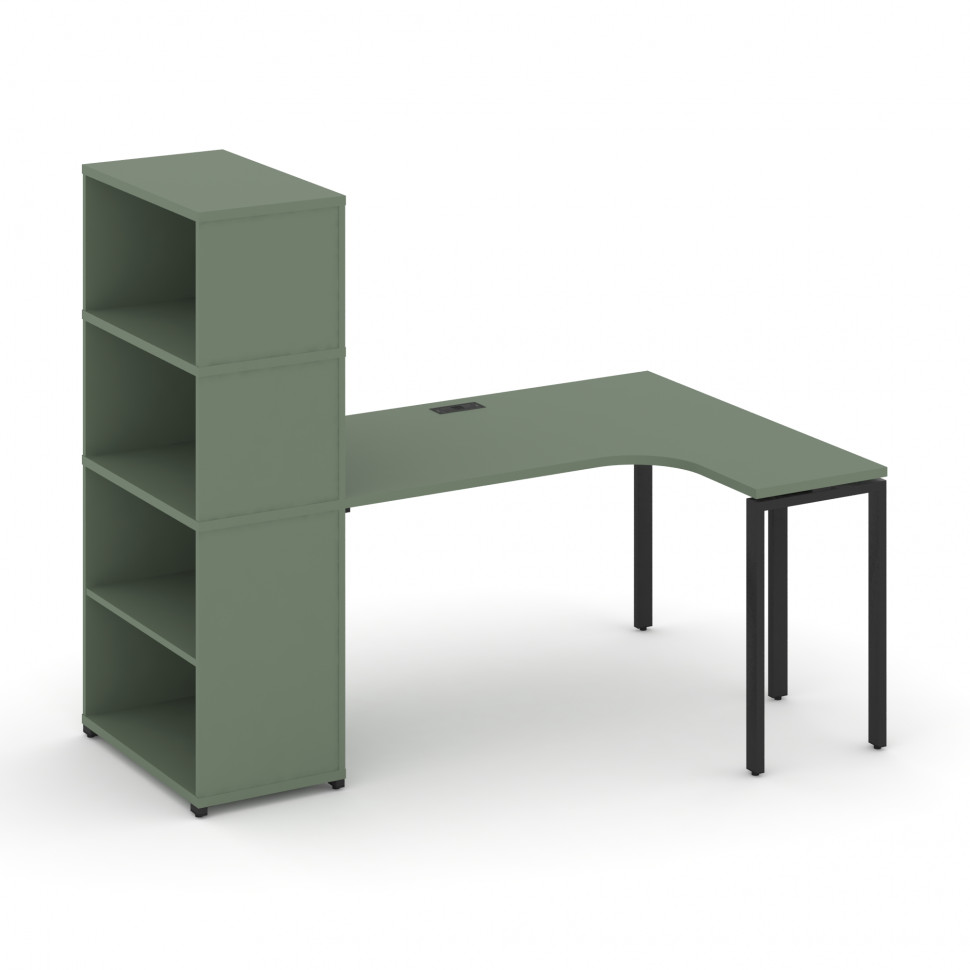 Concept Стол эргономичный с опорным стеллажом с надставкой выс. CN.SA-207(R) Кобо/Металл Черный 1800