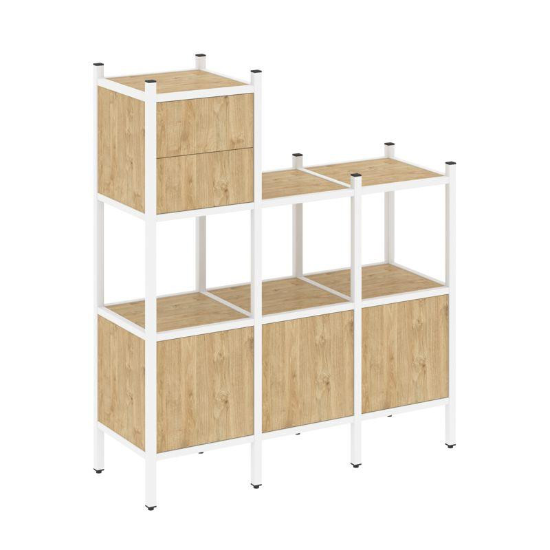 Loft Прямой стеллаж VR.L-13 Тиквуд Светлый/Металл Белый 1278*446*1458 Loft Прямой стеллаж VR.L-13 Тиквуд Светлый/Металл Белый 1278*446*1458