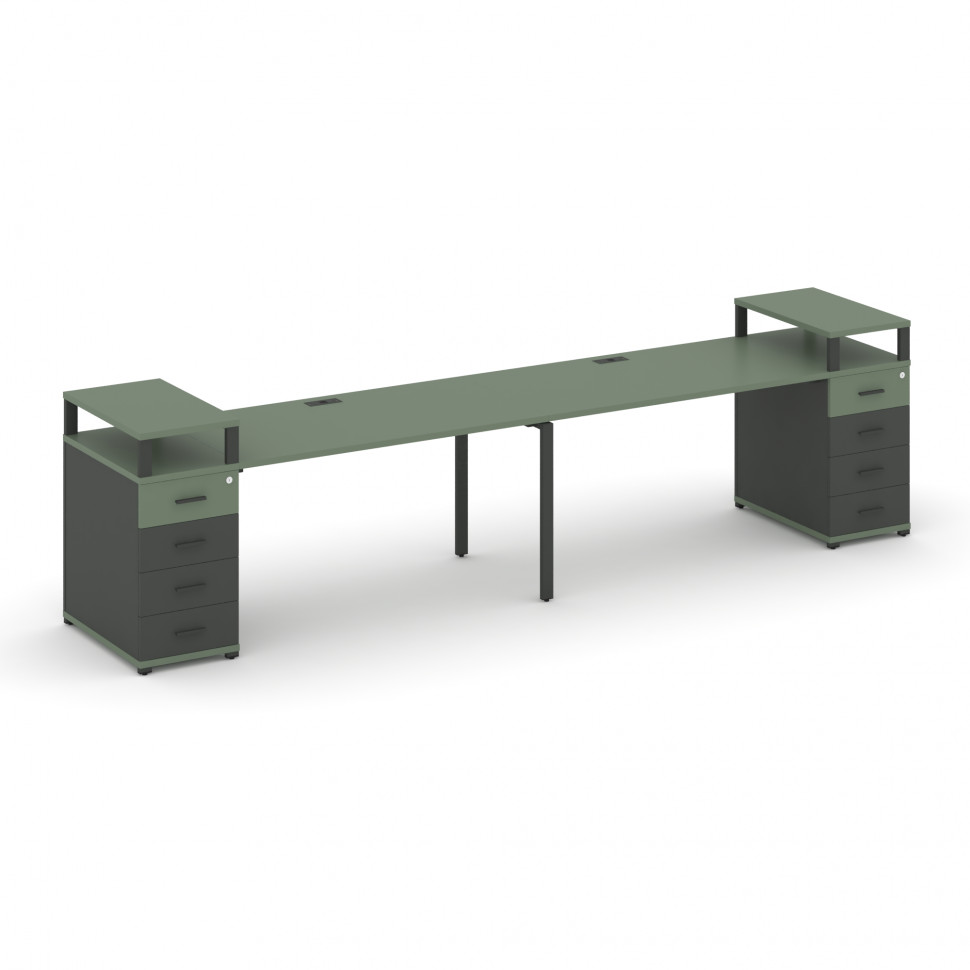 Concept Рабочая станция 2 места с 2 опорными тумбами CN.ORS-428 A Кобо/Антрацит/Металл Антрацит 4000 Concept Рабочая станция 2 места с 2 опорными тумбами CN.ORS-428 A Кобо/Антрацит/Металл Антрацит 4000