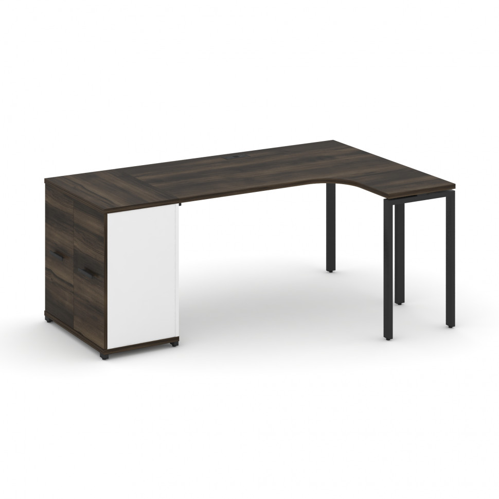 Concept Стол эргономичный с опорным распаш. шкафом CN.SA-209(R) B Дуб Мали/Белый Бриллиант/Металл Че