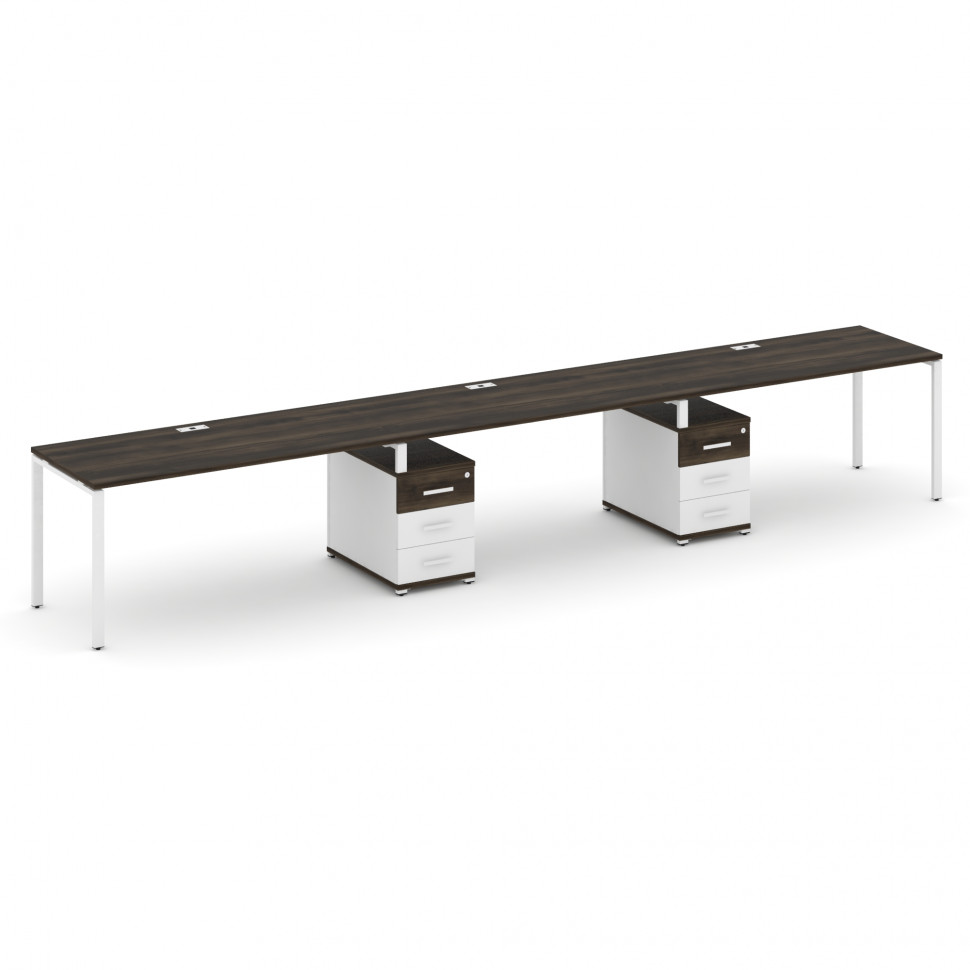 Concept Рабочая станция 3 места с 2 опорными тумбами CN.ORS-336 W Дуб Мали/Белый Бриллиант/Металл Бе