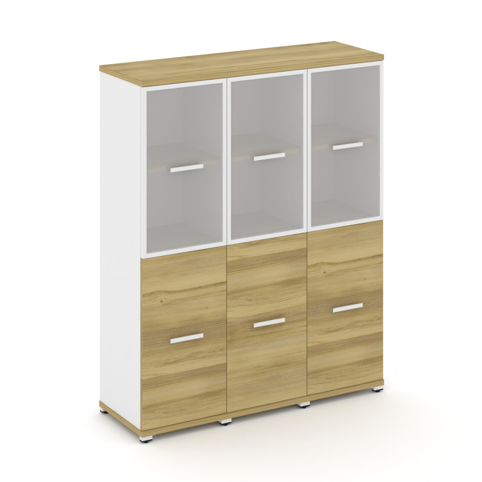 Concept Шкаф 3 узкие секции, 4 ниши CN.STU-432 RMW W Дуб Винченцо/Белый Бриллиант/Металл Белый/Сатин