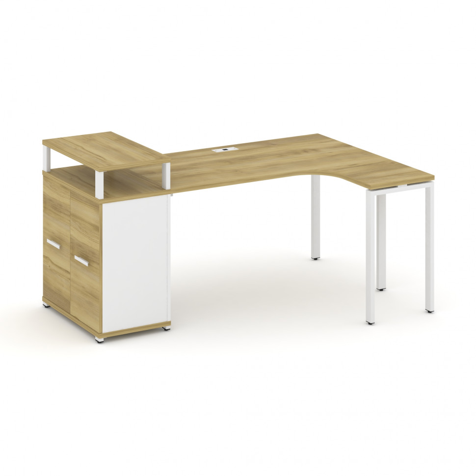 Concept Стол эргономичный с опорным распаш. шкафом с верх. горизонтом CN.SA-211(R) W Дуб Винченцо/Бе Concept Стол эргономичный с опорным распаш. шкафом с верх. горизонтом CN.SA-211(R) W Дуб Винченцо/Бе