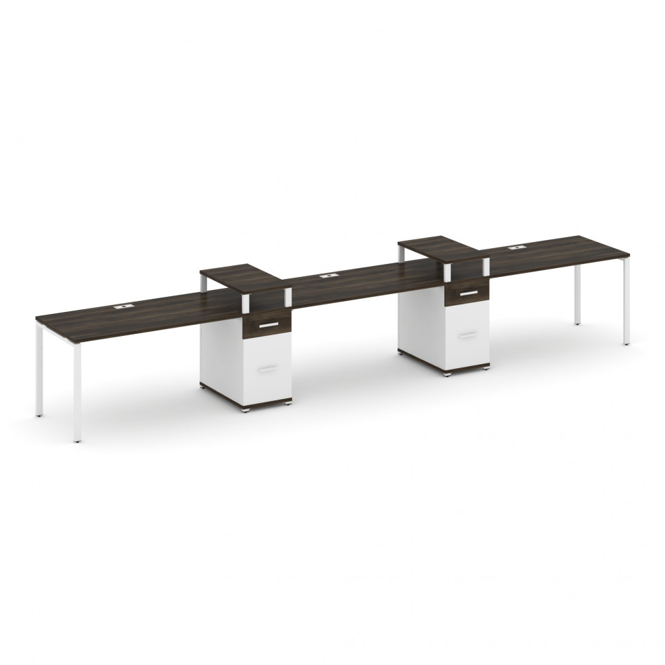 Concept Рабочая станция 3 места с 2 опорными тумбами CN.ORS-455 W Дуб Мали/Белый Бриллиант/Металл Бе