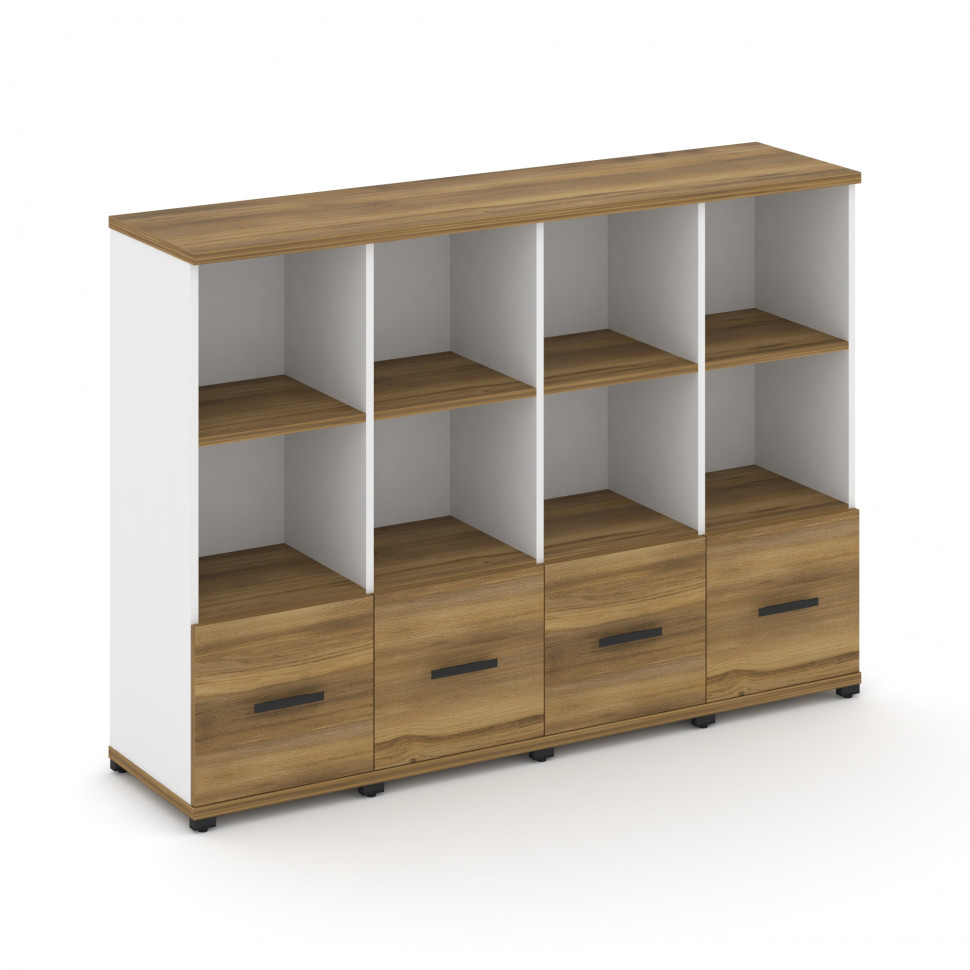 Concept Шкаф 4 узкие секции, 3 ниши CN.STU-341 B Сандал Янтарный/Белый Бриллиант/Металл Черный 1668*