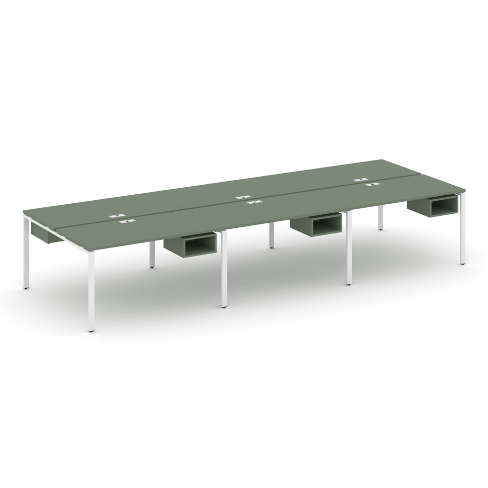 Concept Рабочая станция двухсторонняя с подвес. тумбами на 6 мест CN.DRS-141 Кобо/Металл Белый 2940*