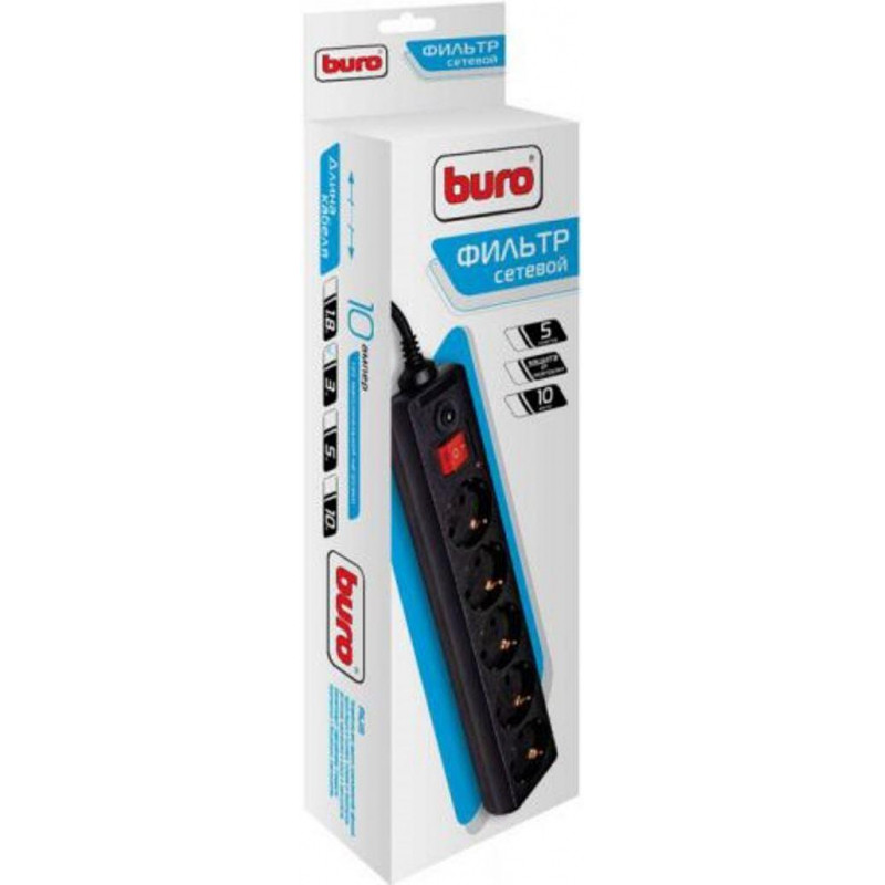 Сетевой фильтр Buro 500SH-3-B 3м (5 розеток) черный