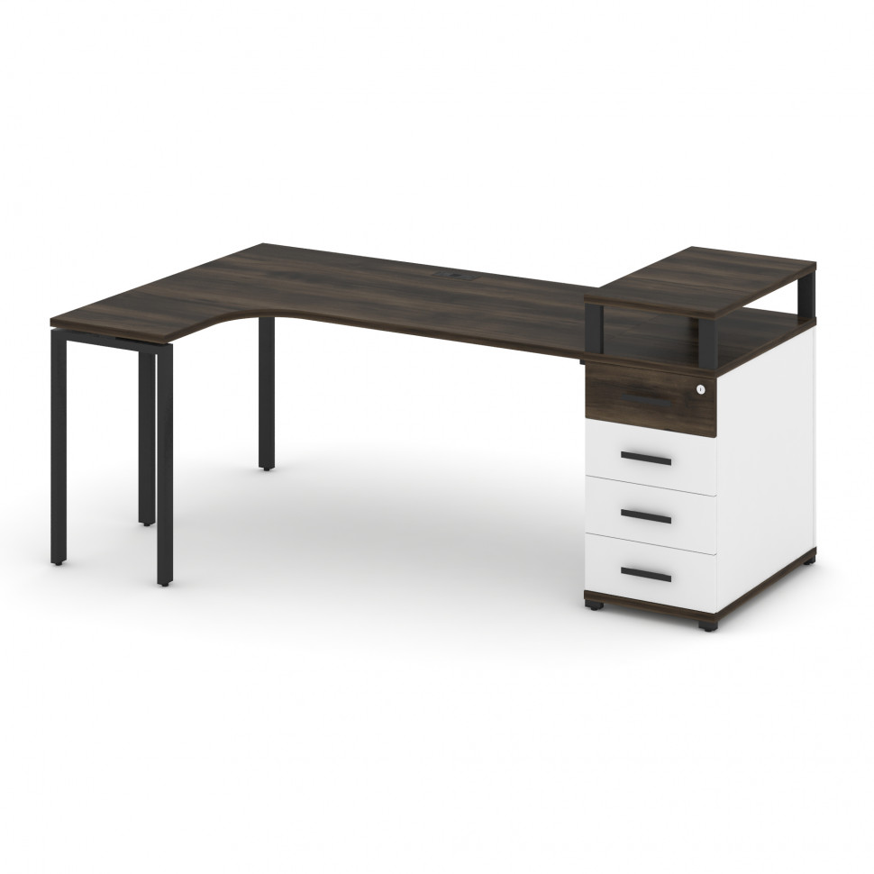 Concept Стол эргономичный CN.SA-406(L) B Дуб Мали/Белый Бриллиант/Металл Черный 2000*1180*917 Concept Стол эргономичный CN.SA-406(L) B Дуб Мали/Белый Бриллиант/Металл Черный 2000*1180*917