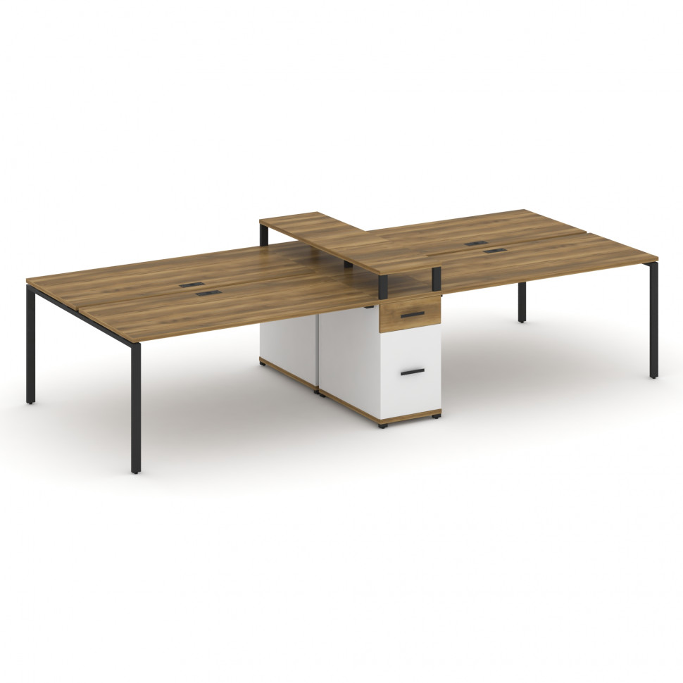 Concept Рабочая станция 4 места с 1 опорной тумбой CN.DRS-440 B Сандал Янтарный/Белый Бриллиант/Мета Concept Рабочая станция 4 места с 1 опорной тумбой CN.DRS-440 B Сандал Янтарный/Белый Бриллиант/Мета