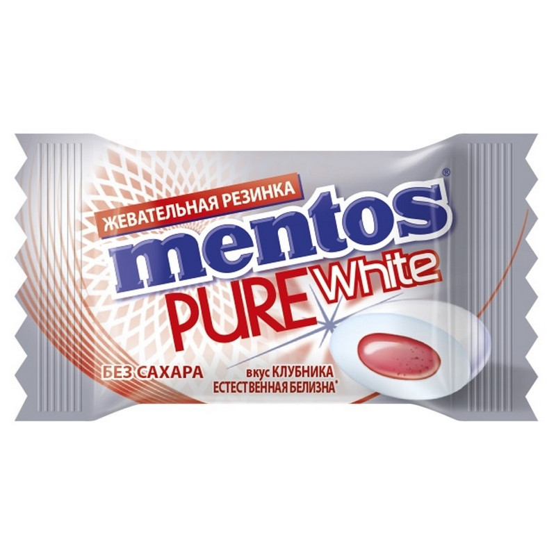 Жевательная резинка Mentos Mentos Pure White Клубника, 100 шт/уп