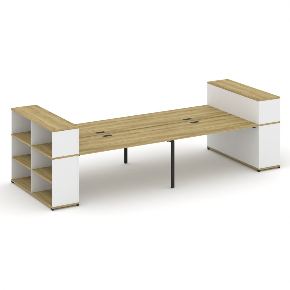 Concept Рабочая станция с опорными стеллажами с надставкой низ. CN.DRS-256 Дуб Винченцо/Белый Брилли